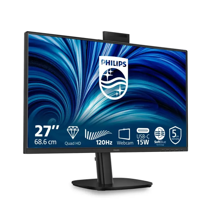 Kompiuterio monitorius Philips 27B2N3500JH 27 coliai (68,6 cm) IPS LCD Quad HD 2560×1440, 4 ms, 350 cd/m², USB šakotuvas, garsiakalbiai, VESA, juodas