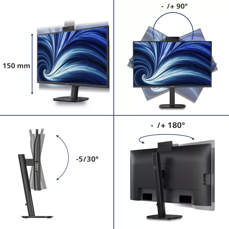 Philips 3000 series 27B2U3601H/00 kompiuterio monitorius 68,6 cm (27 col.) 2560 x 1440 pikseliai Quad HD LCD juodas