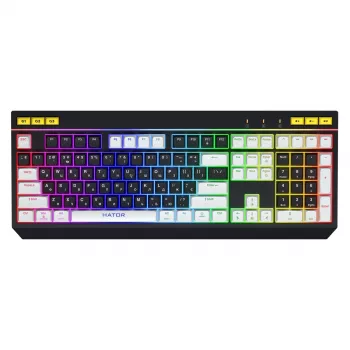 HATOR Icefall klaviatūra, žaidimų, USB, QWERTY, JAV anglų, juoda, RGB LED