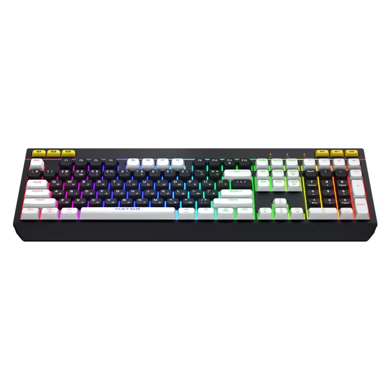 HATOR Icefall klaviatūra, žaidimų, USB, QWERTY, JAV anglų, juoda, RGB LED