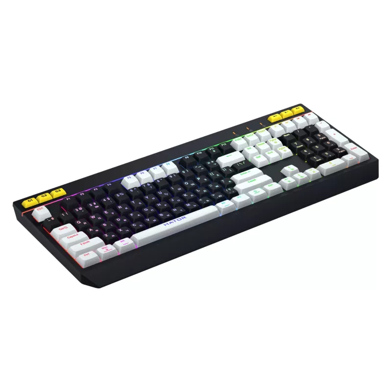 HATOR Icefall klaviatūra, žaidimų, USB, QWERTY, JAV anglų, juoda, RGB LED