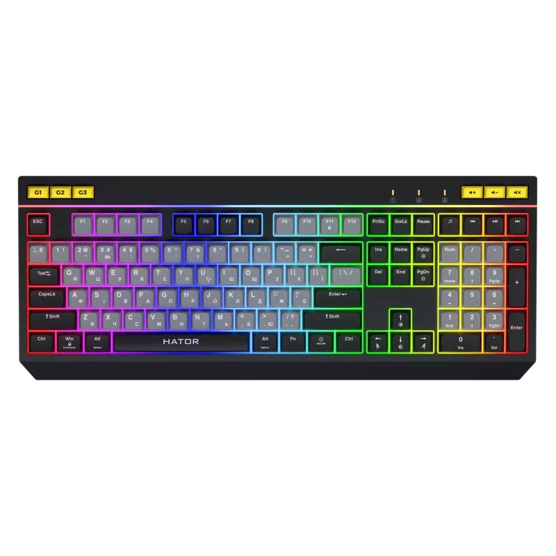 HATOR Icefall klaviatūra Žaidimų USB QWERTY US English Juoda RGB LED