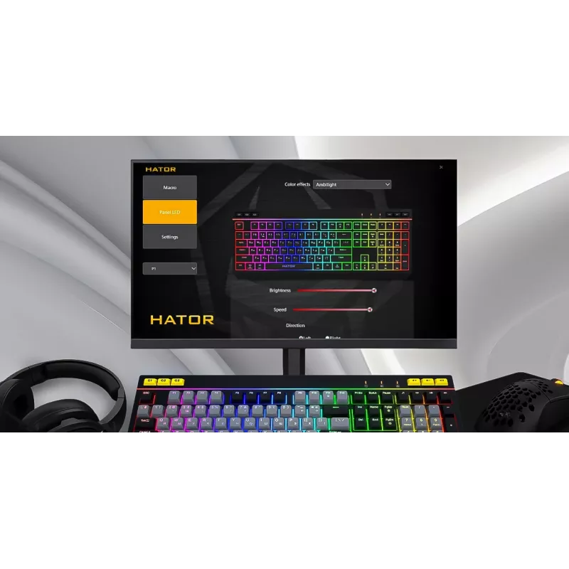 HATOR Icefall klaviatūra Žaidimų USB QWERTY US English Juoda RGB LED