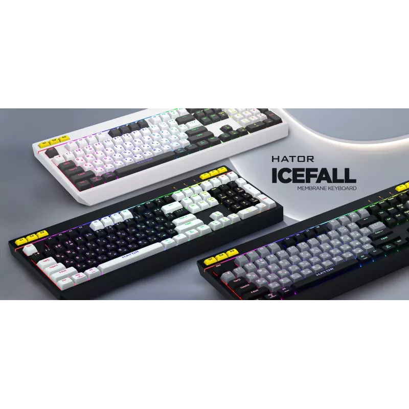 HATOR Icefall klaviatūra Žaidimų USB QWERTY US English Juoda RGB LED