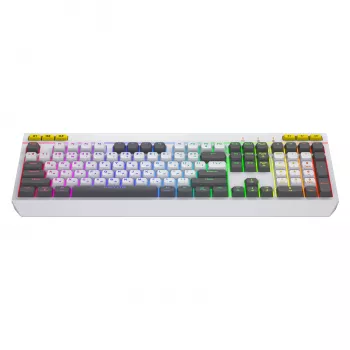 HATOR Icefall klaviatūra, žaidimams, USB, QWERTY, JAV anglų k., balta, pilno dydžio, RGB LED