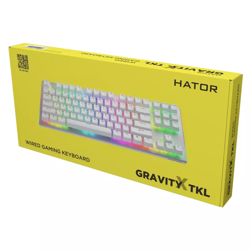 HATOR Gravity X TKL klaviatūra Žaidimams USB QWERTY JAV anglų Balta