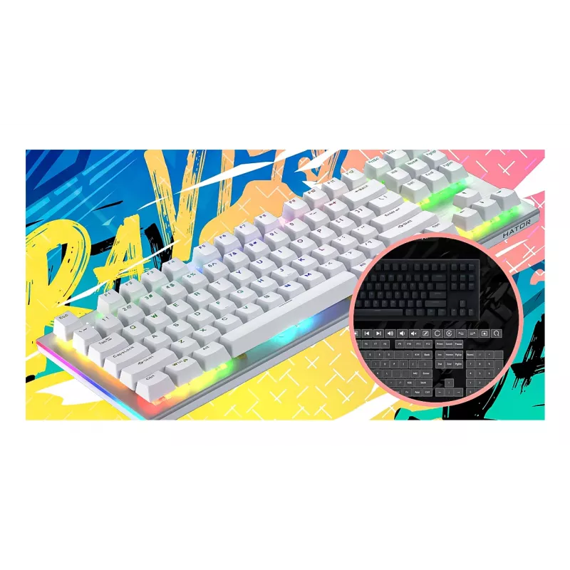 HATOR Gravity X TKL klaviatūra Žaidimams USB QWERTY JAV anglų Balta