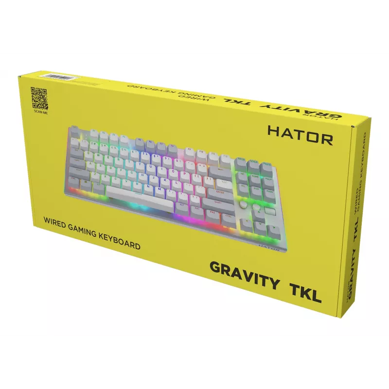 HATOR Gravity TKL klaviatūra Žaidimų USB QWERTY US anglų kalba Balta