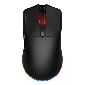 HATOR Pulsar 3 Wireless, juoda - optiniai geltoni 100M jungikliai PixArt PMW 3311 (HTM630)