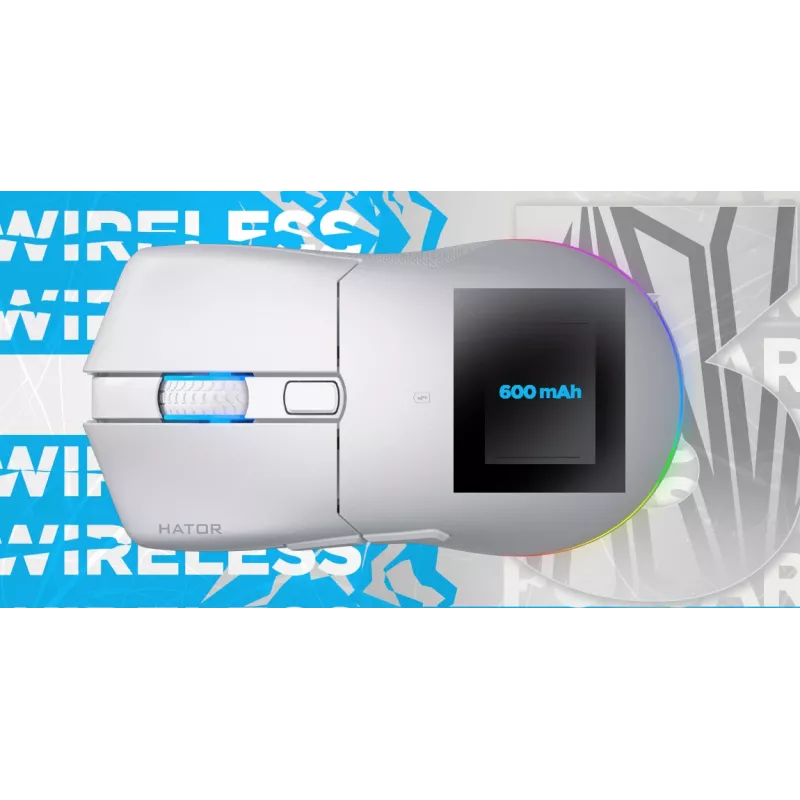 HATOR Pulsar 3 Wireless, juoda - optiniai geltoni 100M jungikliai PixArt PMW 3311 (HTM630)