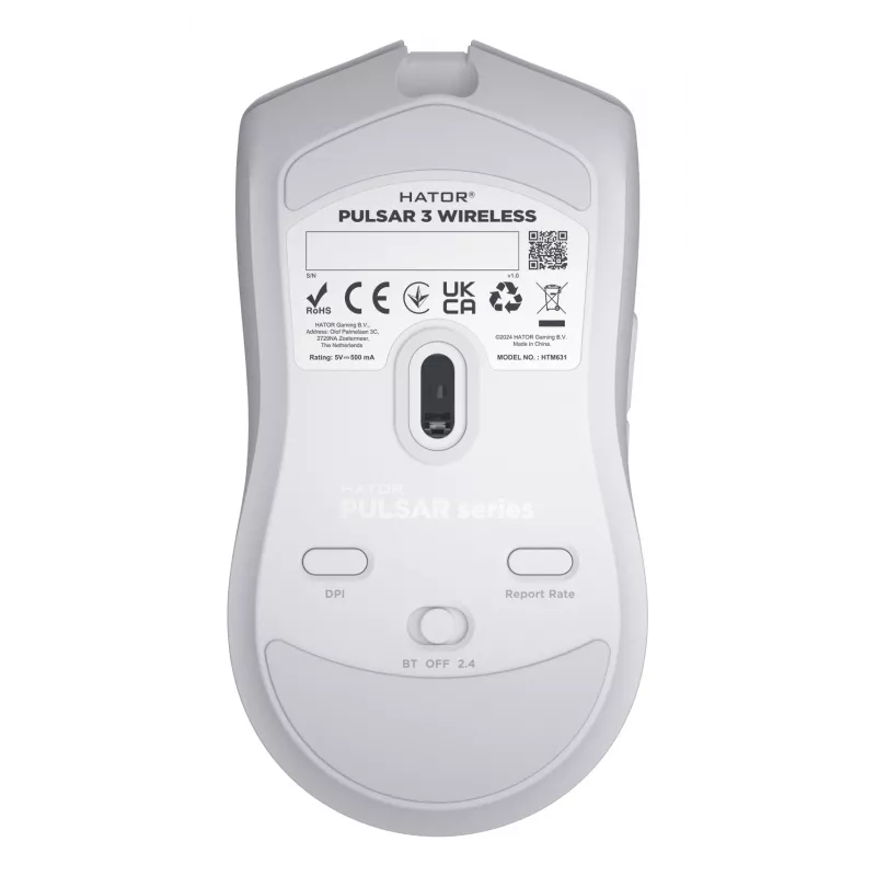 HATOR Pulsar 3 Wireless, balta - Optiniai Geltona 100M jungikliai PixArt PMW 3311 (HTM631)