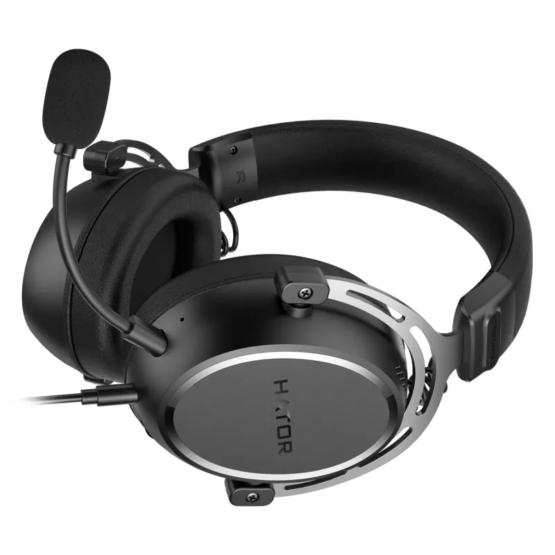 HATOR HYPERGANG 3 Hi-Res ausinės su laidu, galvos juostos tipo, žaidimams, USB Type-C / USB Type-A, juodos