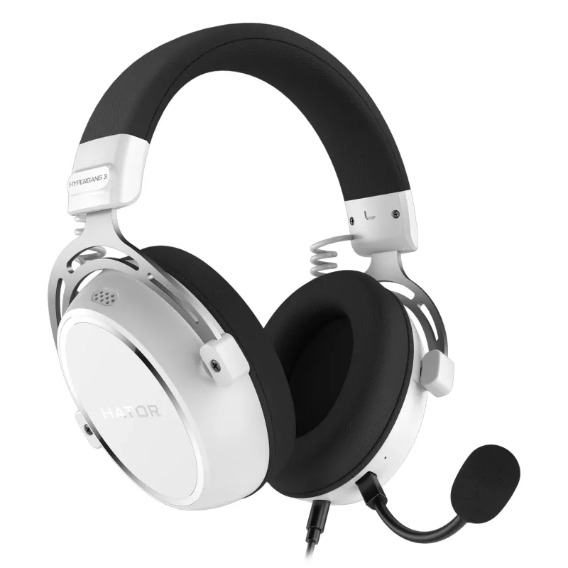 HATOR HYPERGANG 3 Hi-Res ausinės su laidu, ant galvos, žaidimams, USB Type-C / USB Type-A, baltos