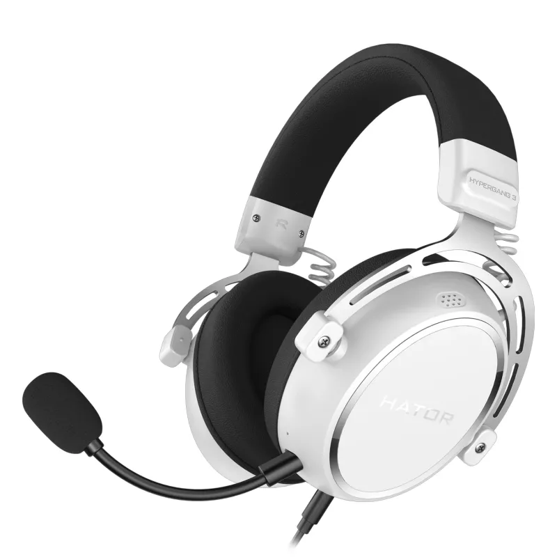 HATOR HYPERGANG 3 Hi-Res ausinės su laidu, ant galvos, žaidimams, USB Type-C / USB Type-A, baltos