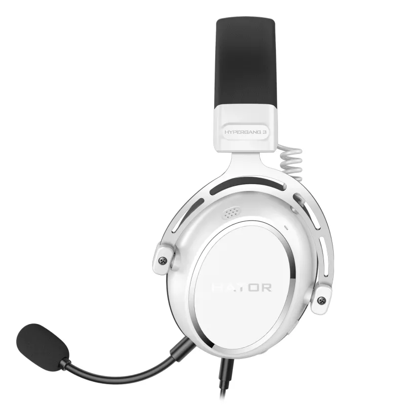HATOR HYPERGANG 3 Hi-Res ausinės su laidu, ant galvos, žaidimams, USB Type-C / USB Type-A, baltos