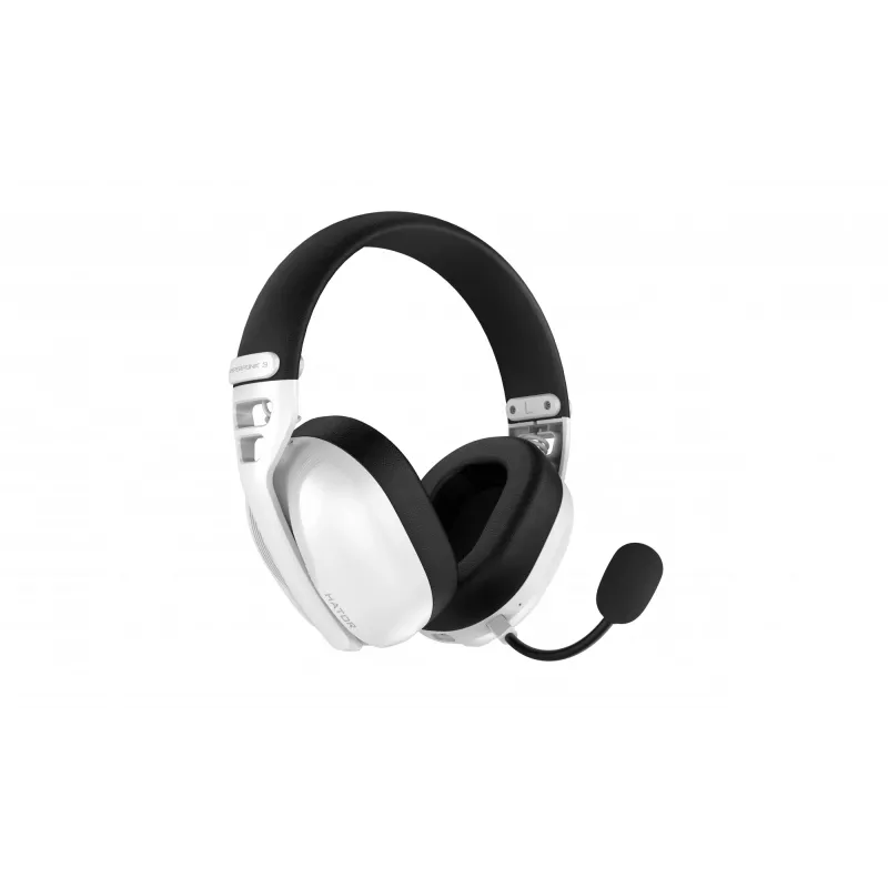 HATOR Hyperpunk 3 Wireless ausinės su laidu ir belaidžiu ryšiu, ant galvos dedamos, žaidimams, USB-C / USB-A, Bluetooth, baltos
