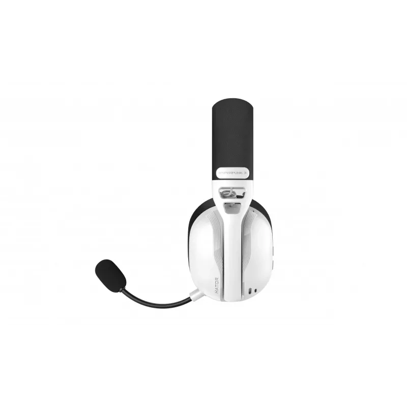 HATOR Hyperpunk 3 Wireless ausinės su laidu ir belaidžiu ryšiu, ant galvos dedamos, žaidimams, USB-C / USB-A, Bluetooth, baltos