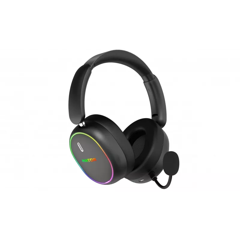 HATOR Phoenix 2 Wireless ausinės su mikrofonu laidinis ir belaidis ant galvos žaidimams USB Type-C / USB Type-A Bluetooth juoda