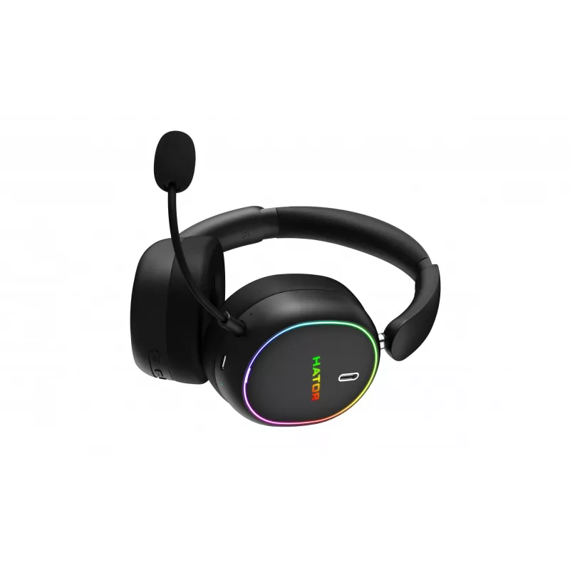 HATOR Phoenix 2 Wireless ausinės su mikrofonu laidinis ir belaidis ant galvos žaidimams USB Type-C / USB Type-A Bluetooth juoda