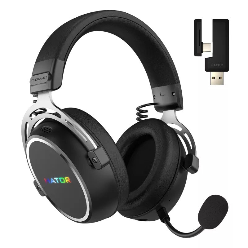HATOR Hypergang 3 Wireless ausinės su galvos lankeliu Žaidimams USB Type-C / USB Type-A Bluetooth juodos
