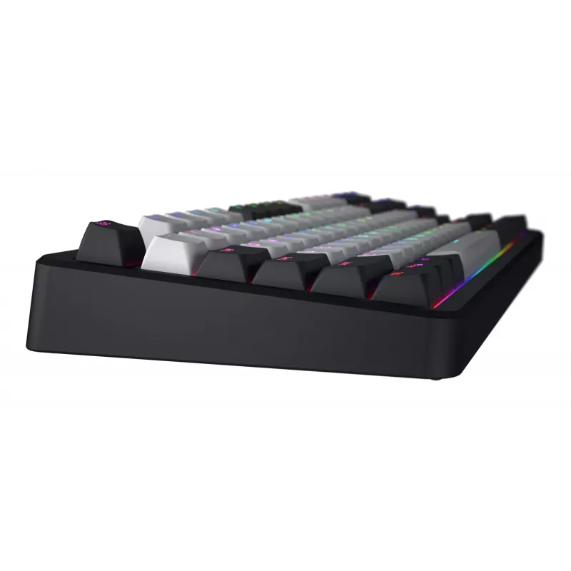 HATOR Rockfall 3 TKL Wireless, juoda, QMK/VIA, OMA profilio baltai juodi klavišų dangteliai Klaviatūra - linijiniai mechaniniai hotswap jungikliai - US - ANSI išdėstymas (HTK850)