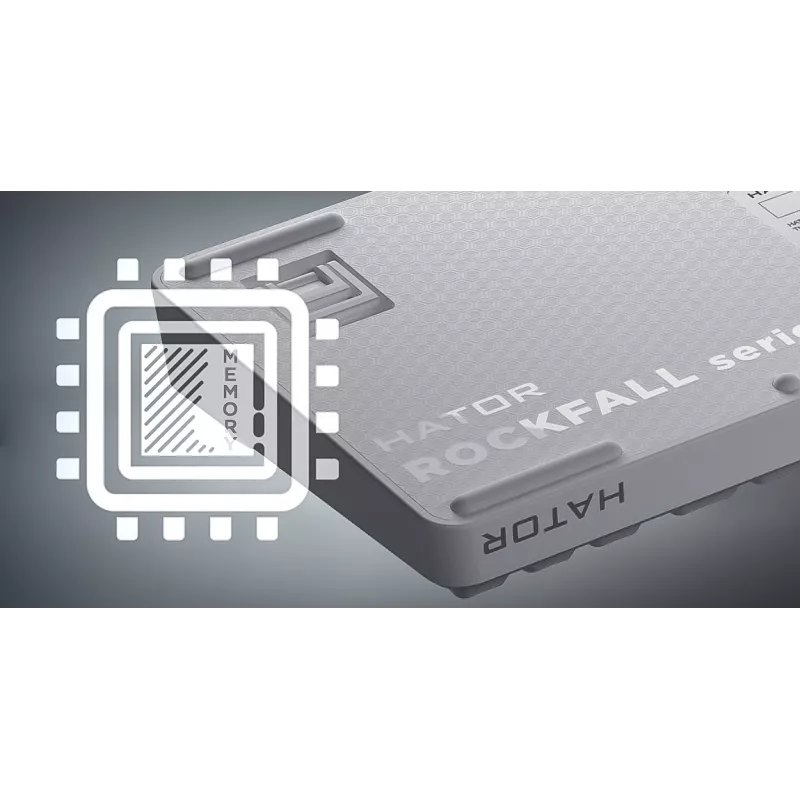 HATOR Rockfall 3 TKL Wireless, juoda, QMK/VIA, OMA profilio baltai juodi klavišų dangteliai Klaviatūra - linijiniai mechaniniai hotswap jungikliai - US - ANSI išdėstymas (HTK850)