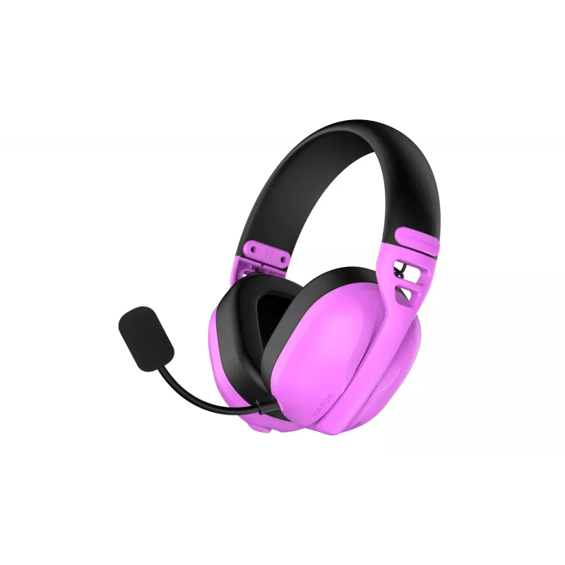 HATOR Hyperpunk 3 Wireless ausinės laidinės ir belaidės ant galvos dedamos žaidimams USB Type-C / USB Type-A Bluetooth violetinės
