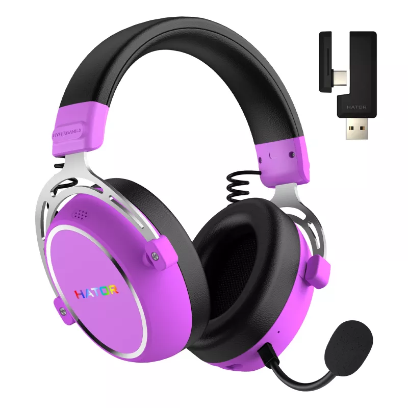 HATOR Hypergang 3 Wireless ausinės su galvos apyrankiu Žaidimų USB Type-C / USB Type-A Bluetooth Violetinė
