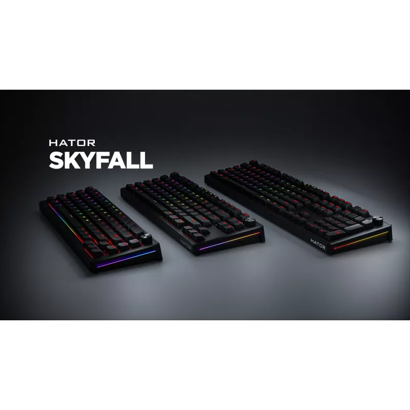 HATOR Skyfall 65 Laidinė, Mechaninė, USB-C, Aurum Sterling, 70M paspaudimų, RGB, Juoda, 790g
