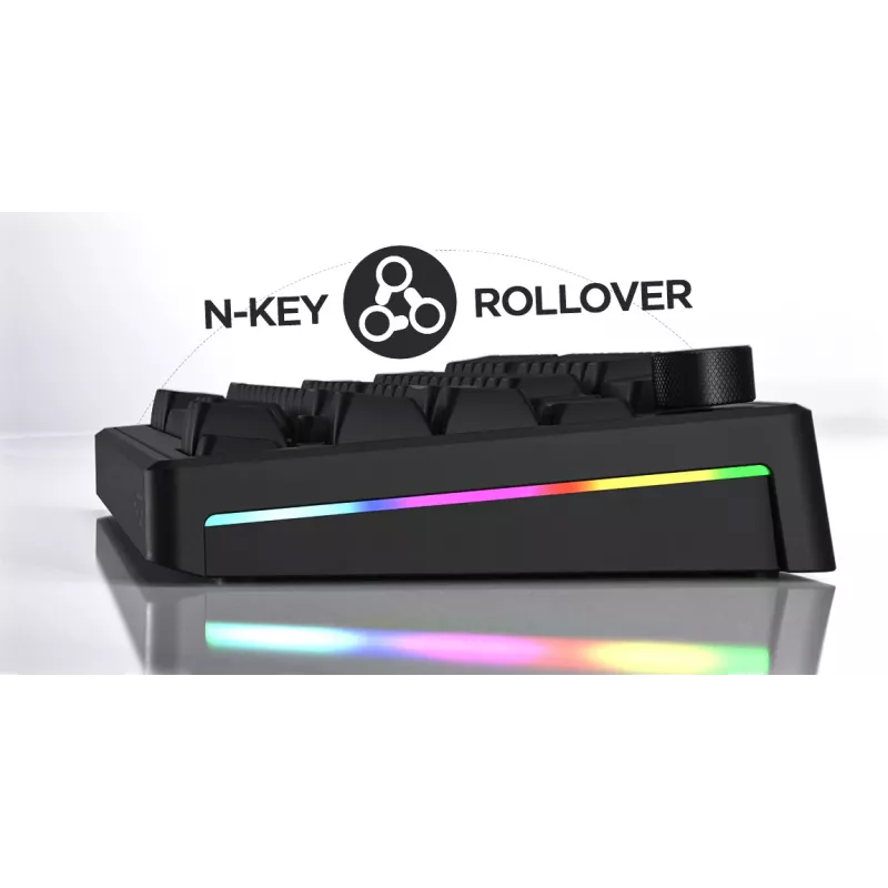 HATOR Skyfall 65 Laidinė, Mechaninė, USB-C, Aurum Sterling, 70M paspaudimų, RGB, Juoda, 790g