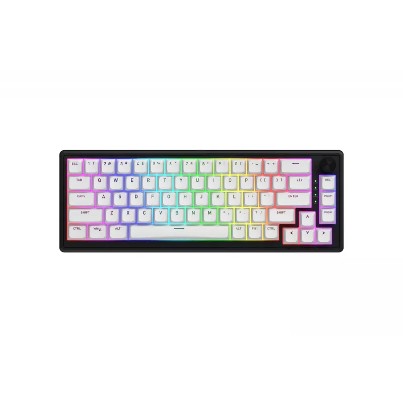 HATOR Skyfall Wireless 65 belaidė klaviatūra, skirta žaidimams, USB + RF belaidis ryšys + Bluetooth, QWERTY, JAV anglų k., juoda, balta