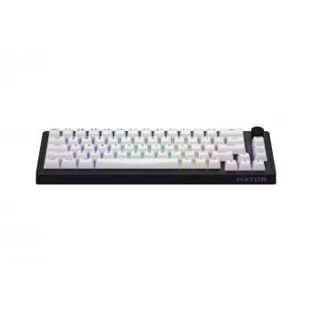 HATOR Skyfall Wireless 65 belaidė klaviatūra, skirta žaidimams, USB + RF belaidis ryšys + Bluetooth, QWERTY, JAV anglų k., juoda, balta