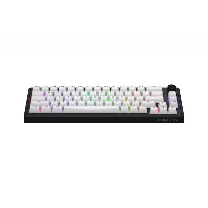 HATOR Skyfall Wireless 65 belaidė klaviatūra, skirta žaidimams, USB + RF belaidis ryšys + Bluetooth, QWERTY, JAV anglų k., juoda, balta