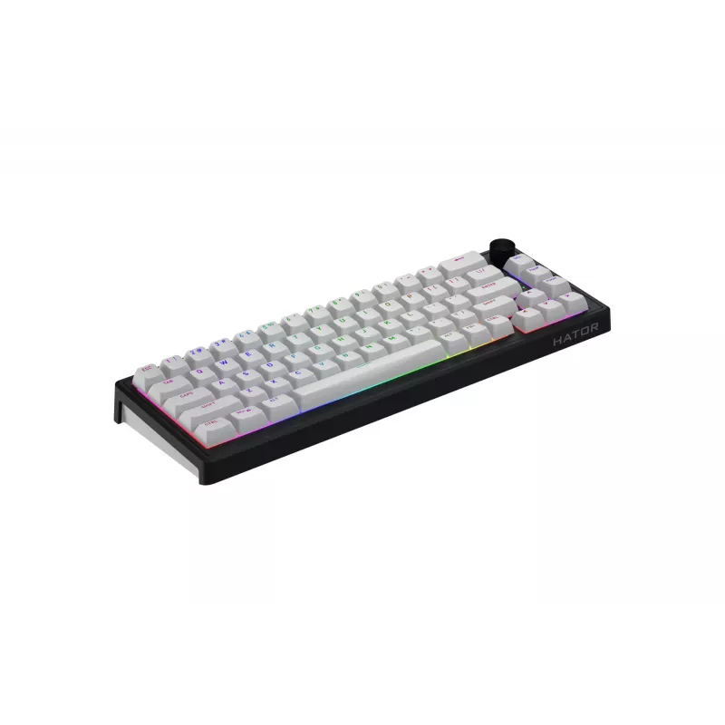 HATOR Skyfall Wireless 65 belaidė klaviatūra, skirta žaidimams, USB + RF belaidis ryšys + Bluetooth, QWERTY, JAV anglų k., juoda, balta