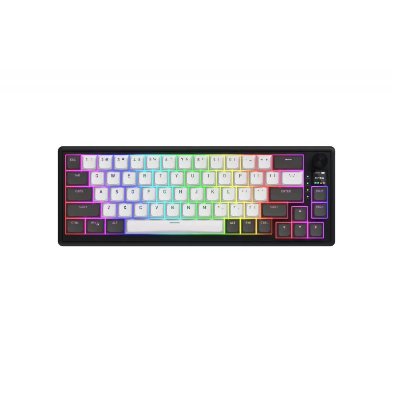 HATOR Skyfall Pro Wireless 65 klaviatūra, žaidimams, USB + RF belaidė + Bluetooth, QWERTY, JAV anglų, juoda, pilka