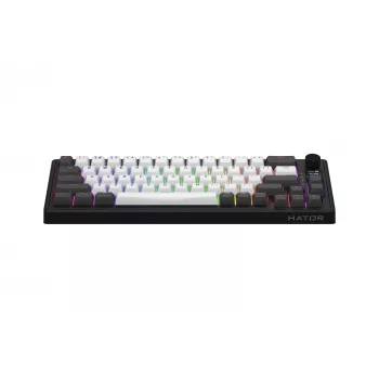 HATOR Skyfall Pro Wireless 65 klaviatūra, žaidimams, USB + RF belaidė + Bluetooth, QWERTY, JAV anglų, juoda, pilka