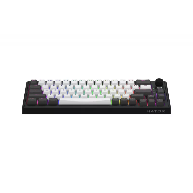 HATOR Skyfall Pro Wireless 65 klaviatūra, žaidimams, USB + RF belaidė + Bluetooth, QWERTY, JAV anglų, juoda, pilka
