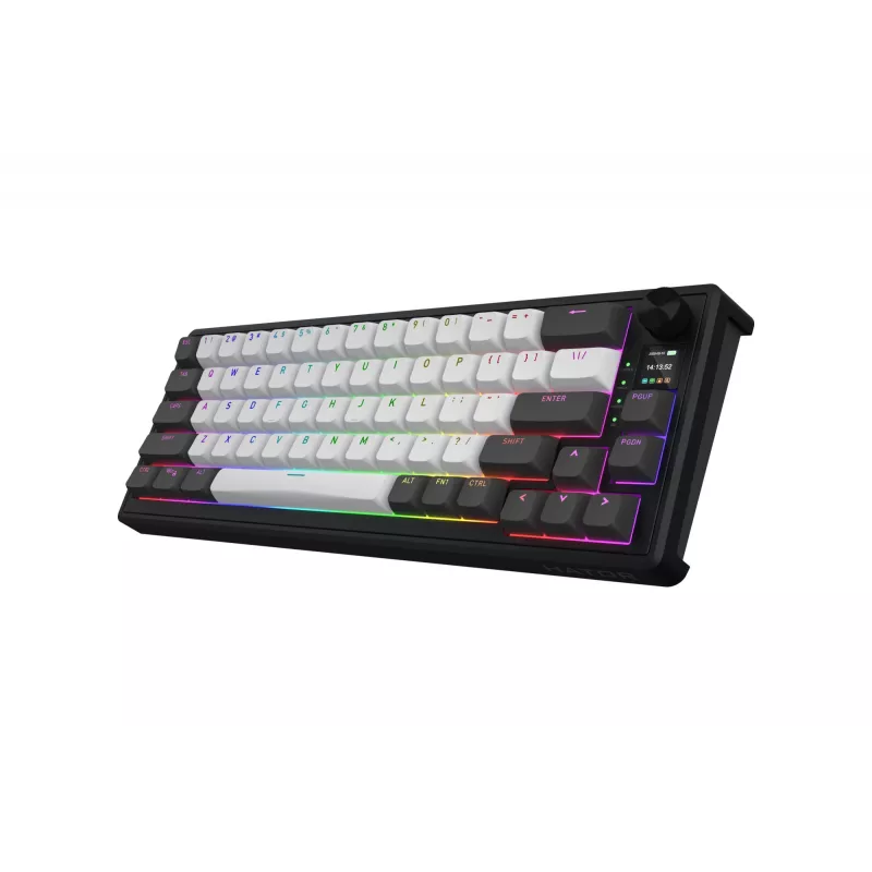 HATOR Skyfall Pro Wireless 65 klaviatūra, žaidimams, USB + RF belaidė + Bluetooth, QWERTY, JAV anglų, juoda, pilka