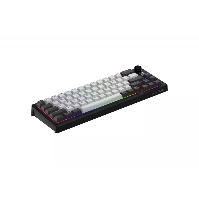HATOR Skyfall Pro Wireless 65 klaviatūra, žaidimams, USB + RF belaidė + Bluetooth, QWERTY, JAV anglų, juoda, pilka