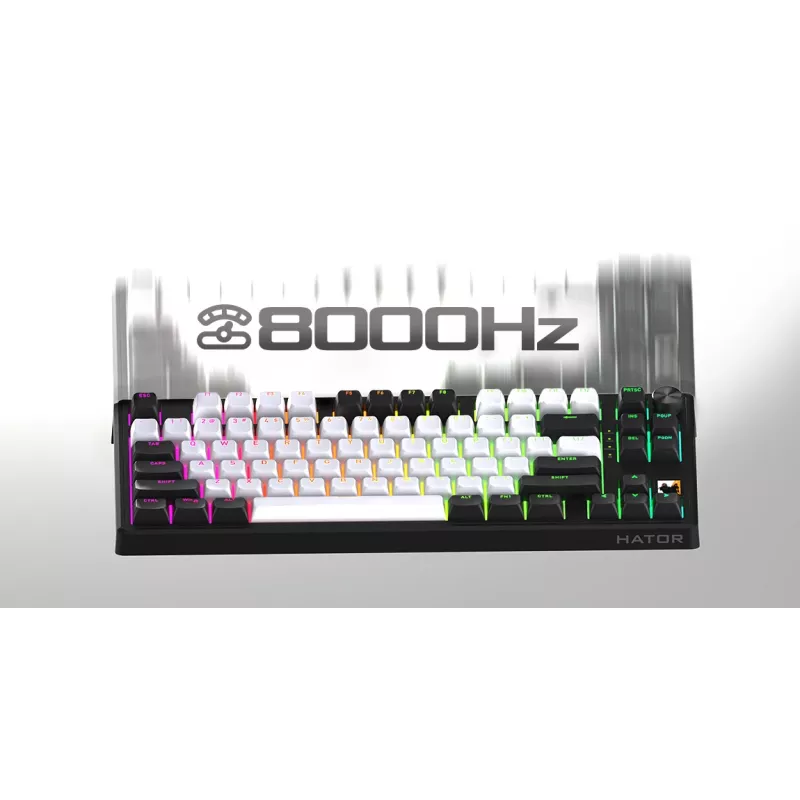 HATOR Skyfall 65 MAG ULTIMA 8K belaidė klaviatūra Žaidimams USB + RF belaidis + Bluetooth QWERTY US English Juoda, Balta