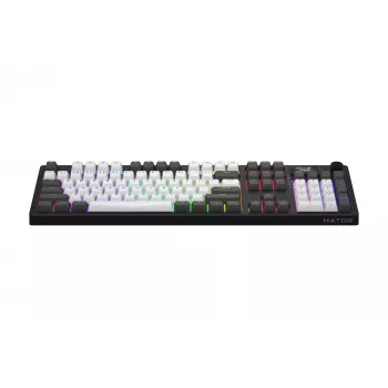 HATOR Skyfall Pro Wireless 100 klaviatūra, žaidimų, USB + RF belaidė + Bluetooth, QWERTY, JAV anglų, juoda, pilka