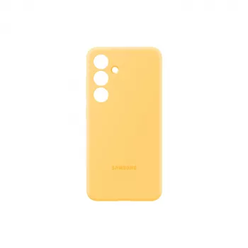 „Samsung Galaxy S24“ geltonas silikoninis dėklas, vienspalvis, prigludęs