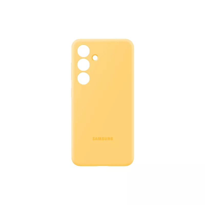 „Samsung Galaxy S24“ geltonas silikoninis dėklas, vienspalvis, prigludęs