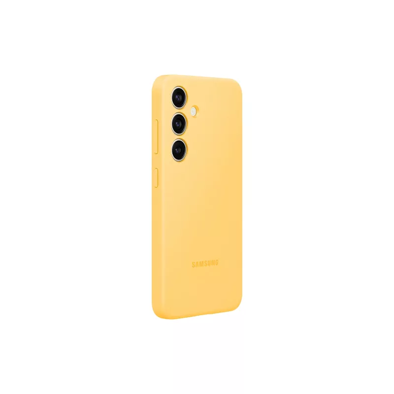 „Samsung Galaxy S24“ geltonas silikoninis dėklas, vienspalvis, prigludęs