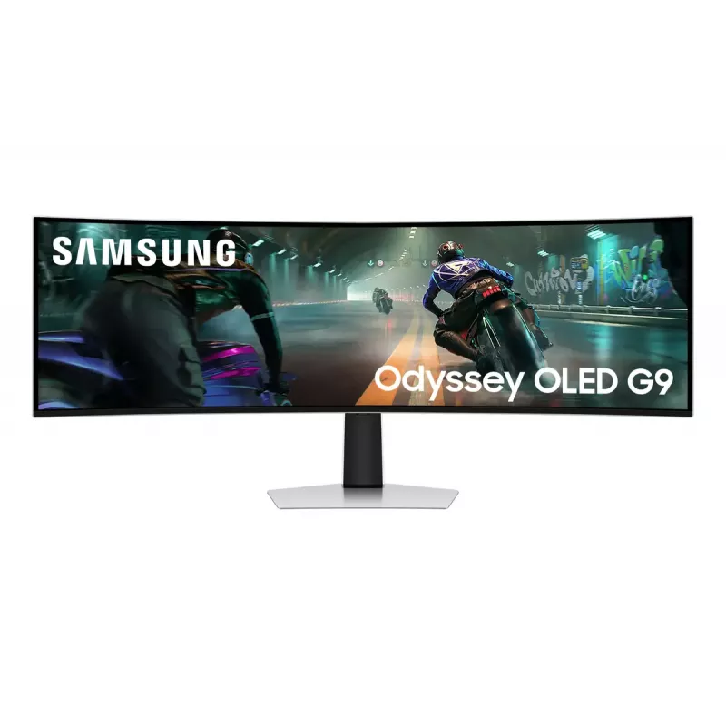 Samsung G91SD kompiuterio monitorius 124,5 cm (49 colių) 5120 x 1440 pikselių „Dual QHD OLED“ sidabrinis