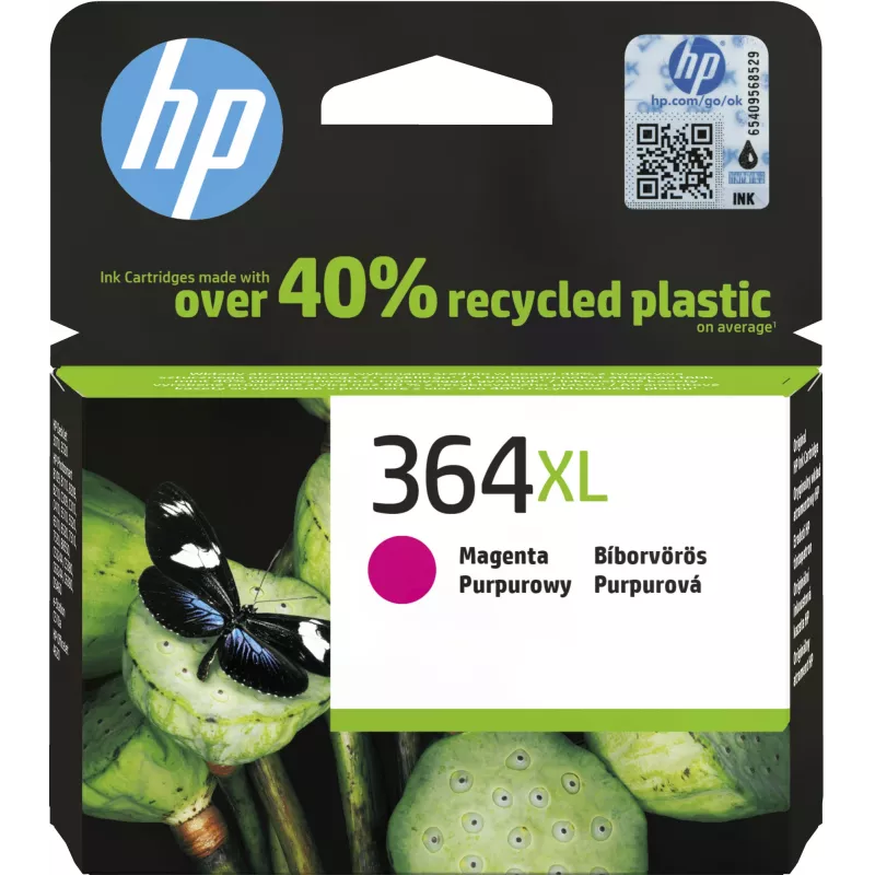 “HP 364XL” didelio našumo purpurinis Originalius rašalinis kasetė, didelio našumo (XL), purpurinė, dažų pagrindo rašalas, 1 vnt., 750 puslapių