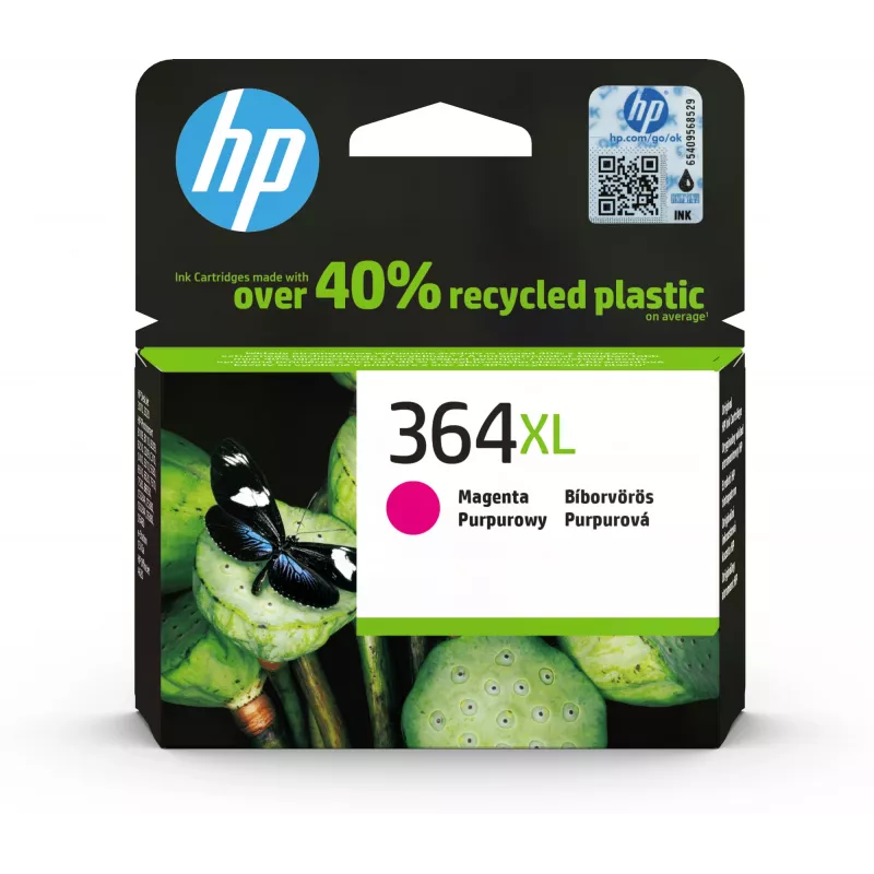 “HP 364XL” didelio našumo purpurinis Originalius rašalinis kasetė, didelio našumo (XL), purpurinė, dažų pagrindo rašalas, 1 vnt., 750 puslapių