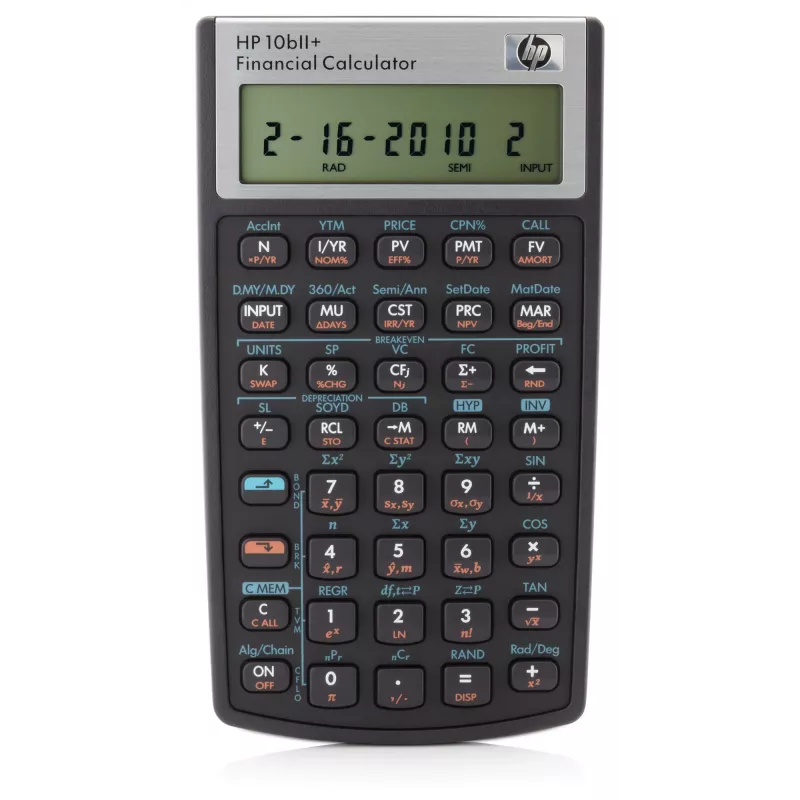 HP 10bII+, kišeninis, finansinis, 1 eilutė, juodas