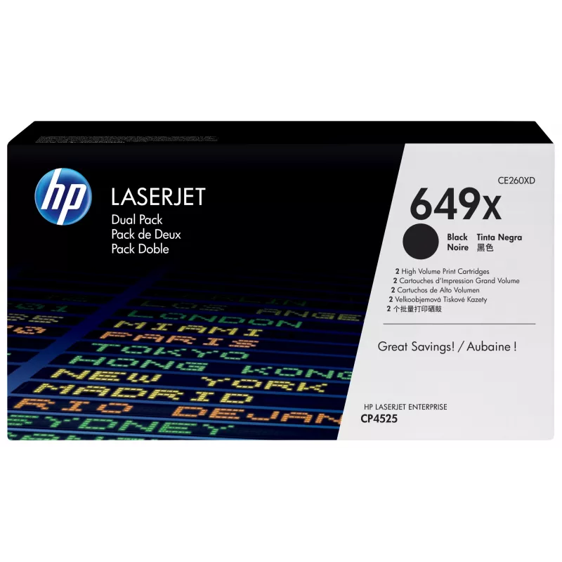 HP 649X 2 pakuotės didelio našumo juodos Originalios LaserJet dažų kasetės
