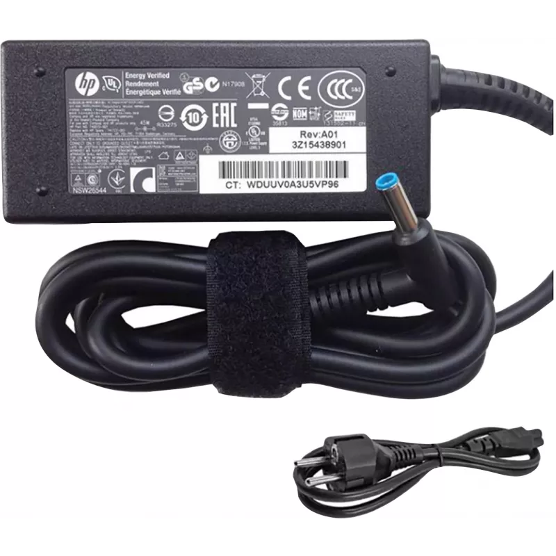 HP 45W Smart AC Adapter, Laptop, Indoor, 90-265 V, 47/63 Hz, 45 W, 8 A